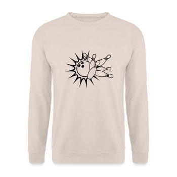 bowling pins umwerfen strike treffer sport verein - Unisex Pullover - Sand - Vorne - Alina (178cm) & Michal (187cm)