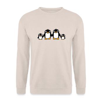 4 Penguins Dad Mom Two Kids Baby Hands Holding - Unisex Sweatshirt - sand - Front - Alina (178cm) & Michal (187cm)