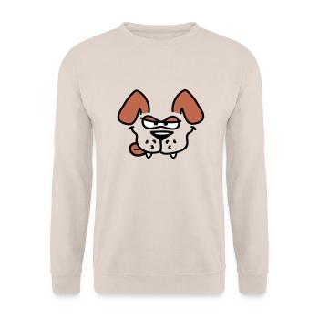 Dog Looks Nasty Funny Licks Tongue - Unisex Sweatshirt - sand - Front - Alina (178cm) & Michal (187cm)