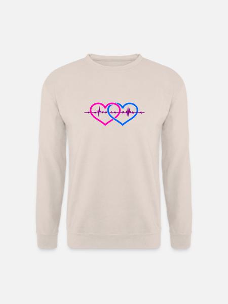 Zwei Herzen ein Herzschlag / two hearts one beat ( - Unisex Pullover - Sand