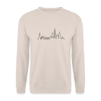 Skyline - New York City - Unisex Pullover - Sand - Vorne - Alina (178cm) & Michal (187cm)