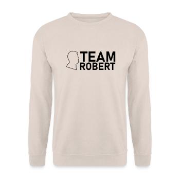 team robert kopf schwarz - Unisex Pullover - Sand - Vorne - Alina (178cm) & Michal (187cm)