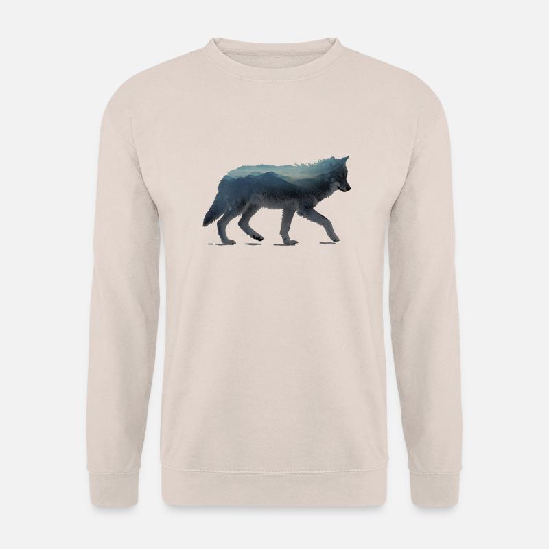 Wolf Berge Aquarell - Unisex Pullover - Sand
