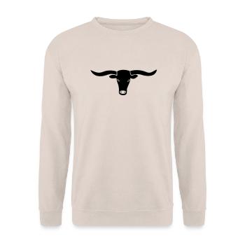 bulle bullig polizei ochse horn hörner rodeo evil - Unisex Pullover - Sand - Vorne - Alina (178cm) & Michal (187cm)