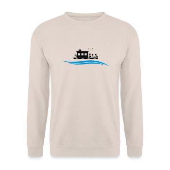 Hausboot Wasser - Unisex Pullover - Sand - Vorne - Alina (178cm) & Michal (187cm)