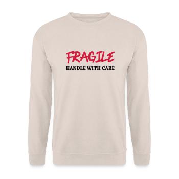 Fragile - Handle with care - Unisex Pullover - Sand - Vorne - Alina (178cm) & Michal (187cm)