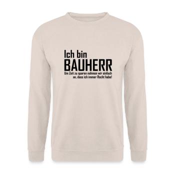 ich bin bauherr - Unisex Pullover - Sand - Vorne - Alina (178cm) & Michal (187cm)