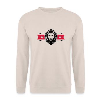 Lion head banner - lion head - Unisex Sweatshirt - sand - Front - Alina (178cm) & Michal (187cm)