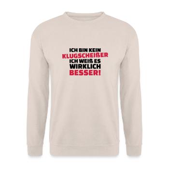 Klugscheißer - Unisex Pullover - Sand - Vorne - Alina (178cm) & Michal (187cm)