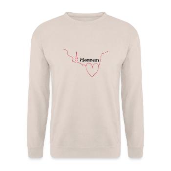 Herz für Monnem - Tribal Art Design - Unisex Pullover - Sand - Vorne - Alina (178cm) & Michal (187cm)