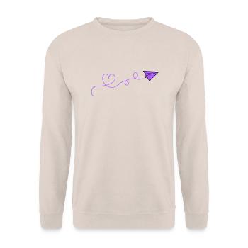 papierflieger herz - Unisex Pullover - Sand - Vorne - Alina (178cm) & Michal (187cm)