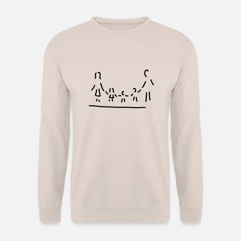 familie mutter vater drei kinder - Unisex Pullover - Sand