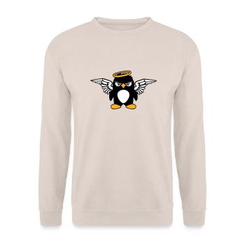 Penguin Angel Wings Halo Holy Flies - Unisex Sweatshirt - sand - Front - Alina (178cm) & Michal (187cm)