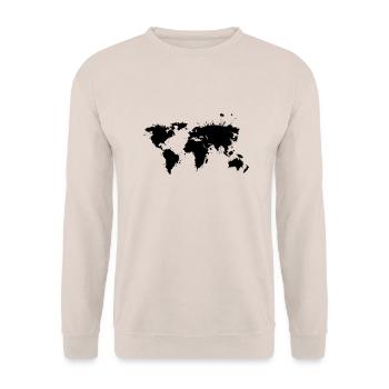 Weltkarte Splash - Unisex Pullover - Sand - Vorne - Alina (178cm) & Michal (187cm)