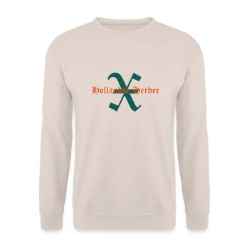 Schriftzug X-Hollandse Herder - Unisex Pullover - Sand - Vorne - Alina (178cm) & Michal (187cm)