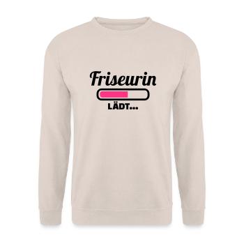 Friseurin - Unisex Pullover - Sand - Vorne - Alina (178cm) & Michal (187cm)