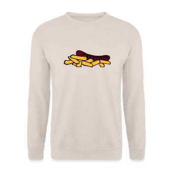 currywurst frite saucisse - Sweat-shirt Unisexe - sable - Devant - Alina (178cm) & Michal (187cm)