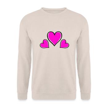 herz love - Unisex Pullover - Sand - Vorne - Alina (178cm) & Michal (187cm)