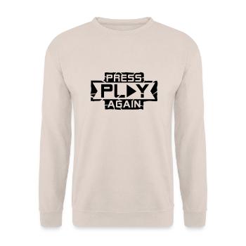 press_play_again_1_f1 - Unisex Pullover - Sand - Vorne - Alina (178cm) & Michal (187cm)