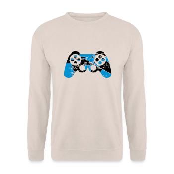 cracks old scratches cool blue design controllers - Unisex Sweatshirt - sand - Front - Alina (178cm) & Michal (187cm)