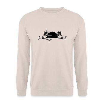 Sommer - Palmen Strand - Unisex Pullover - Sand - Vorne - Alina (178cm) & Michal (187cm)