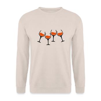 rotwein glaeser anstossen - Unisex Pullover - Sand - Vorne - Alina (178cm) & Michal (187cm)