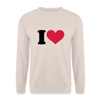 I - Heart - Unisex Pullover - Sand - Vorne - Alina (178cm) & Michal (187cm)