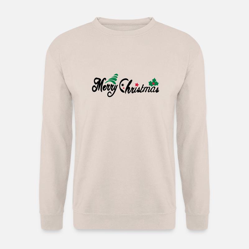 merry_christms_text_tree_holy_leaves - Unisex Pullover - Sand