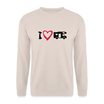 I love my mobile home 2 - Unisex Sweatshirt - sand - Front - Alina (178cm) & Michal (187cm)