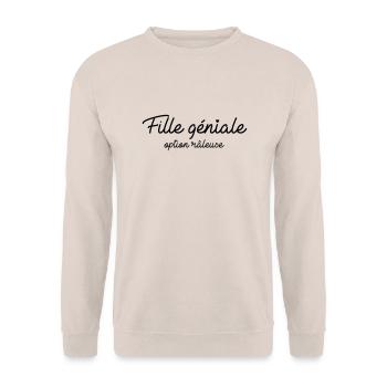 Fille géniale option râleuse - Sweat-shirt Unisexe - sable - Devant - Alina (178cm) & Michal (187cm)