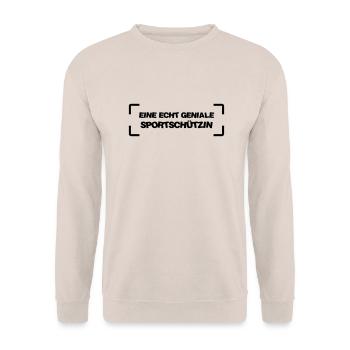 Sportschießen Schützen Sportschütze Sportschützin - Unisex Pullover - Sand - Vorne - Alina (178cm) & Michal (187cm)