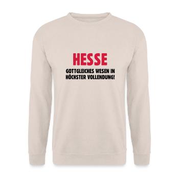 Hesse Hessen witzig lustig Motto Statement - Unisex Pullover - Sand - Vorne - Alina (178cm) & Michal (187cm)
