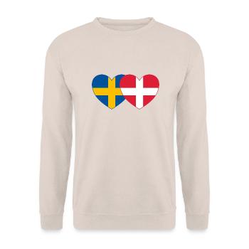 Suède Danemark Drapeau Coeur - Sweat-shirt Unisexe - sable - Devant - Alina (178cm) & Michal (187cm)