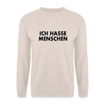 Ich hasse menschen - Unisex Pullover - Sand - Vorne - Alina (178cm) & Michal (187cm)