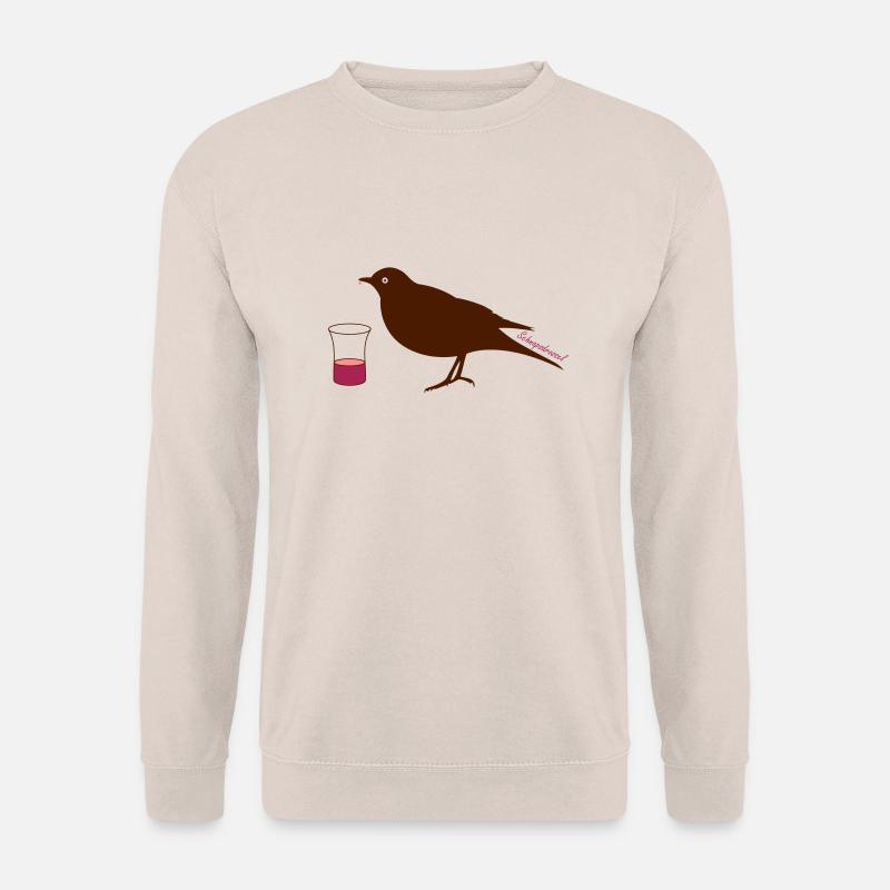 Drossel mit Schnapsglas - Unisex Pullover - Sand