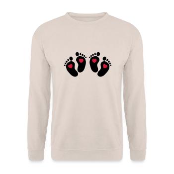 Twins Heart Feet - Zwillinge Herz Füße - Unisex Pullover - Sand - Vorne - Alina (178cm) & Michal (187cm)