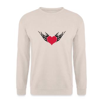 Feuerherz / Fire Heart 2c - Unisex Pullover - Sand - Vorne - Alina (178cm) & Michal (187cm)