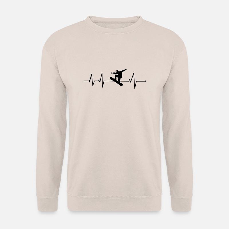 Snowboard Snowboarder Snowboarding Herzschlag EKG - Unisex Pullover - Sand