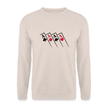 Poker Pokern King Ass T Shirt - Unisex Pullover - Sand - Vorne - Alina (178cm) & Michal (187cm)