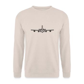 cool airplane landing landing gear stand design - Unisex Sweatshirt - sand - Front - Alina (178cm) & Michal (187cm)