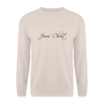 christ cool logo design text jesus christus - Unisex Pullover - Sand - Vorne - Alina (178cm) & Michal (187cm)