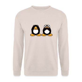 2 Penguins Talking Nothing See Mute Blind Friends - Unisex Sweatshirt - sand - Front - Alina (178cm) & Michal (187cm)