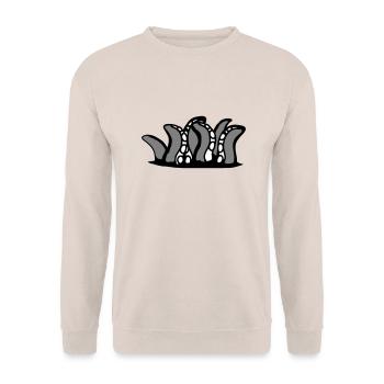 Tentacle Kraken Monster Bottom Hole Alien Horror - Unisex Sweatshirt - sand - Front - Alina (178cm) & Michal (187cm)