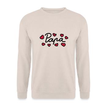 Papa - Herz - 2 - Unisex Pullover - Sand - Vorne - Alina (178cm) & Michal (187cm)