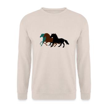 drei_pferde_pferd - Sweat-shirt Unisexe - sable - Devant - Alina (178cm) & Michal (187cm)