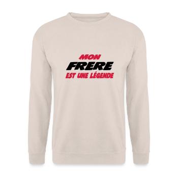 Mon frère est une légende 111 - Unisex Sweatshirt - sand - Front - Alina (178cm) & Michal (187cm)