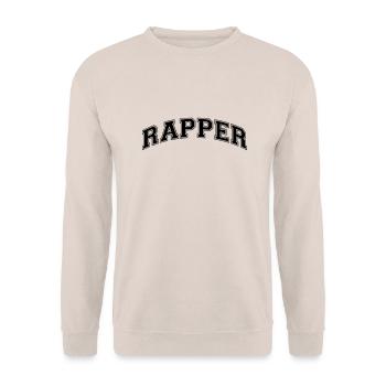 rapper college style curved logo - Unisex Sweatshirt - sand - Front - Alina (178cm) & Michal (187cm)