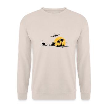 Sommer - Strand Palmen - Unisex Pullover - Sand - Vorne - Alina (178cm) & Michal (187cm)