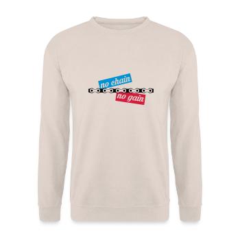 no chain no gain - Unisex Sweatshirt - sand - Front - Alina (178cm) & Michal (187cm)