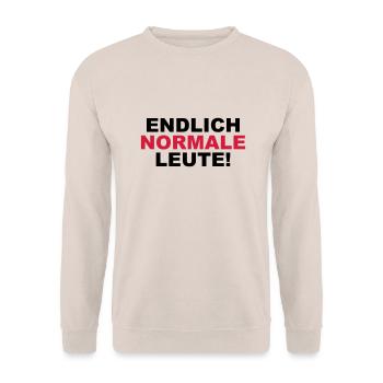 Endlich normale Leute! - Unisex Pullover - Sand - Vorne - Alina (178cm) & Michal (187cm)